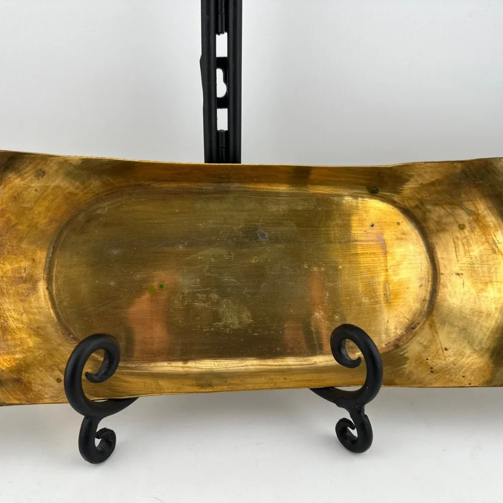 Vintage Solid Brass Long Decorative Serving Tray 14.5